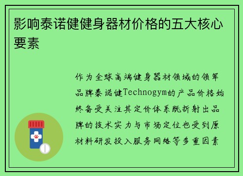 影响泰诺健健身器材价格的五大核心要素
