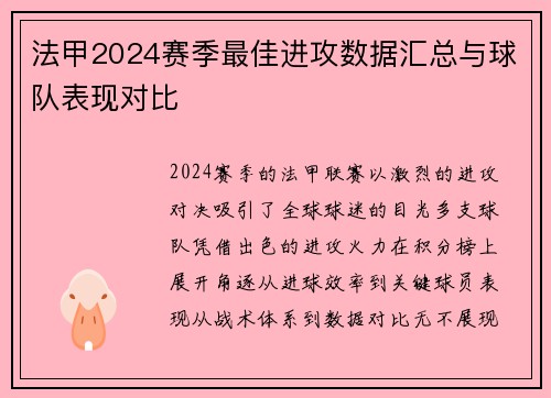 法甲2024赛季最佳进攻数据汇总与球队表现对比